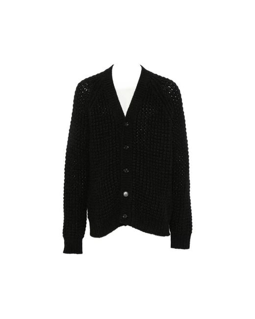 Roberto Collina Black Waffle-Knit Raglan-Sleeve Cardigan for men