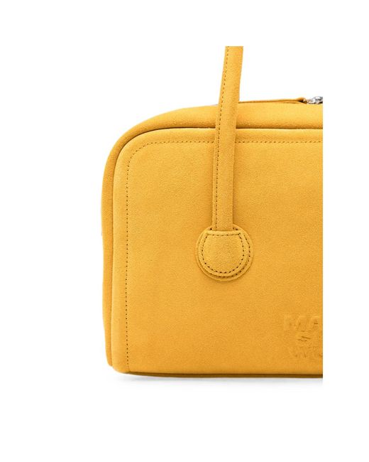 MARGE SHERWOOD Yellow Logo-Debossed Leather Tote Bag