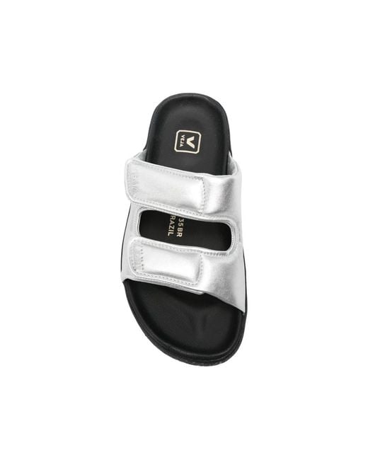 Veja Black Etna Touch-Strap Flat Sandals for men