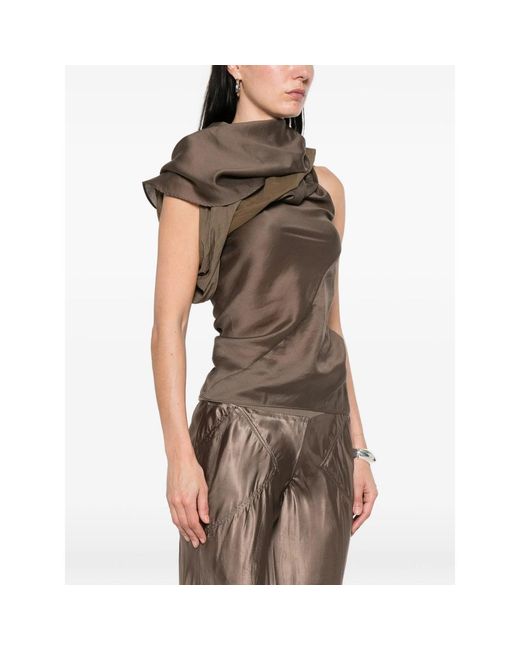 Entire studios Brown Asymmetric-Neck Top
