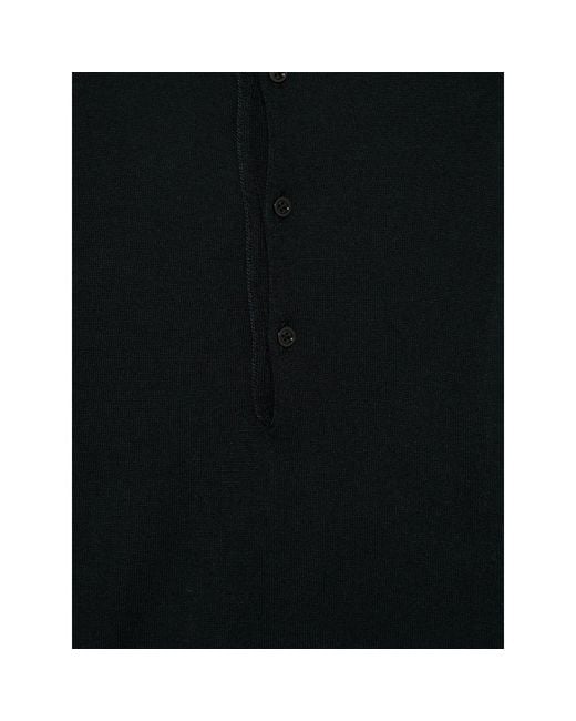 Seven Gauge Black Buttoned Knitted Cardigan for men