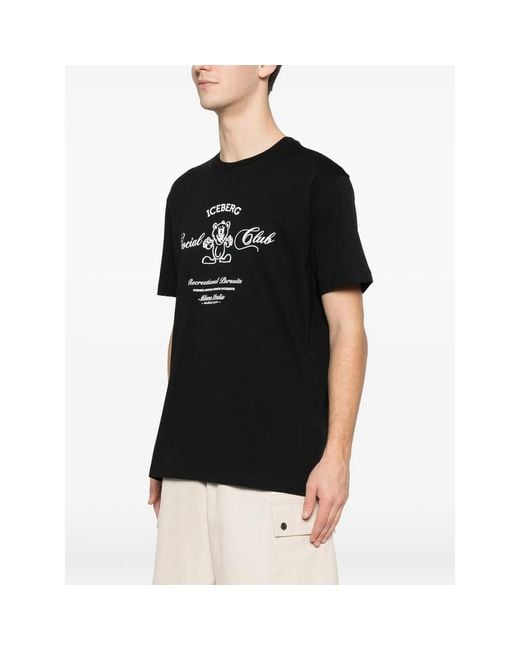 Iceberg Black Social Club Graphic T-Shirt for men