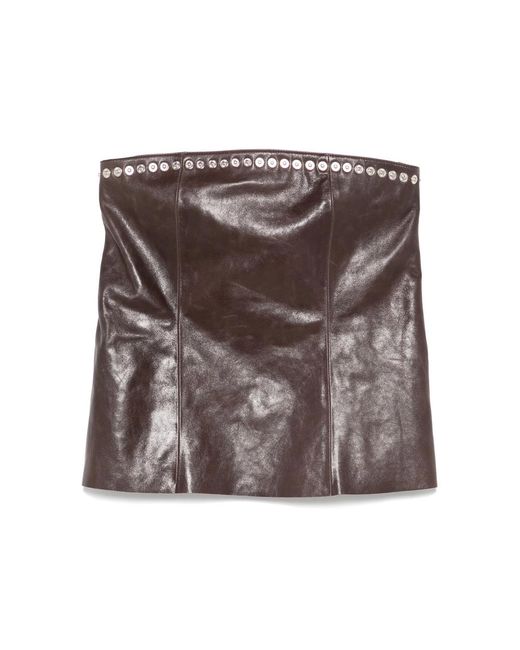 Paloma Wool Brown Leather Mini Skirt