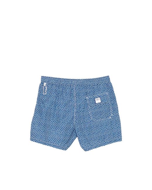 Fedeli Blue Floral Print Swim Shorts for men