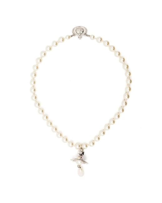Vivienne Westwood Metallic Faux-Pearl Drop Choker