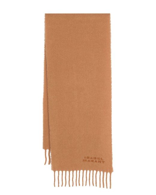 Isabel Marant Brown Firny Embroidered-Logo Scarf