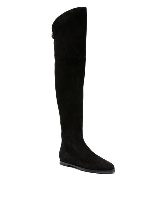 Maison Skorpios Black Stefania Knee-High Suede Boots
