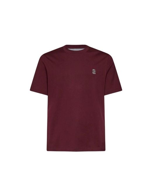 Brunello Cucinelli Purple Solomeo Crest T-Shirt for men