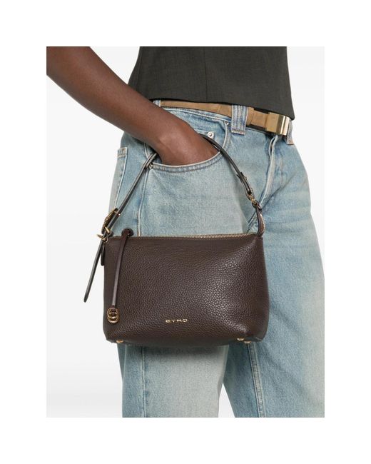 Etro Black Grainy Leather Shoulder Bag