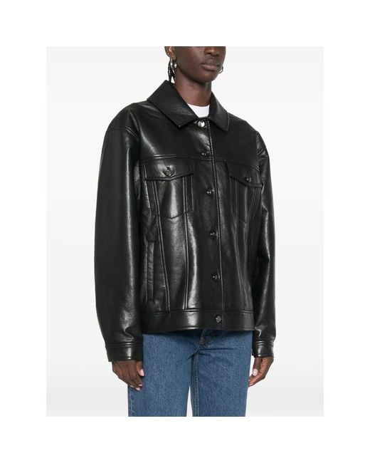 Anine Bing Black Buttoned Leather Jacket