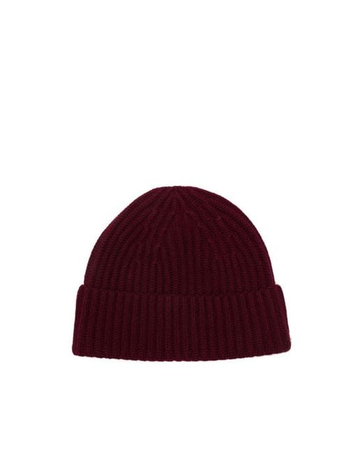 Lisa Yang Red Martigny Ribbed-Knit Beanie Hat