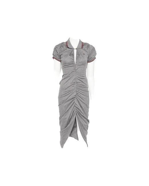 Vivienne Westwood Gray Pulling Ruched Asymmetric Midi Dress