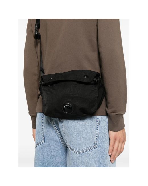C P Company Black Belt Bags for men