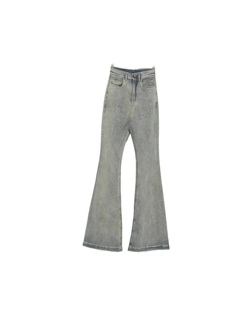 Rick Owens Gray High-Waisted Flared Jeans