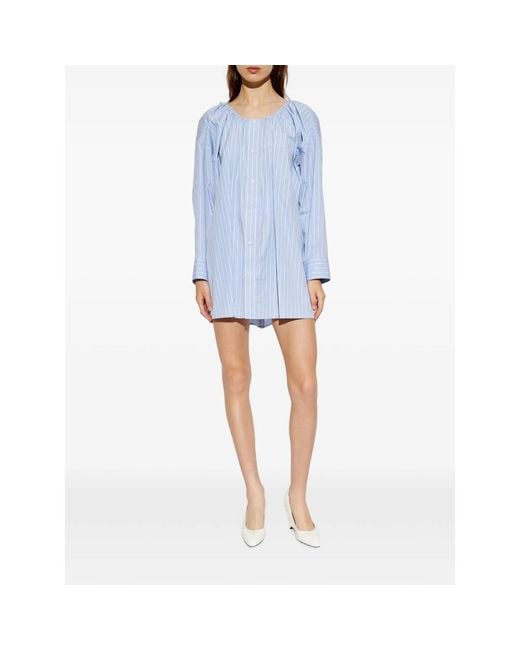 Alexander Wang Blue Striped Off-Shoulder Dress