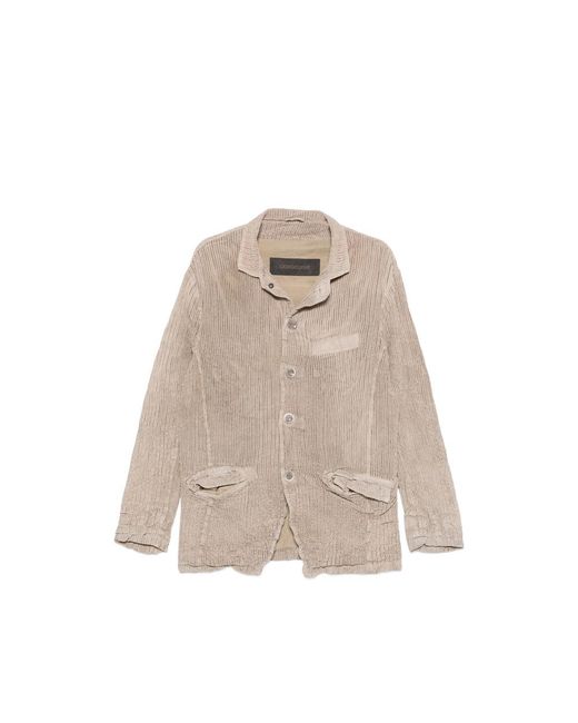 Giorgio Brato Natural Buttoned Pocketed Leather Jacket for men