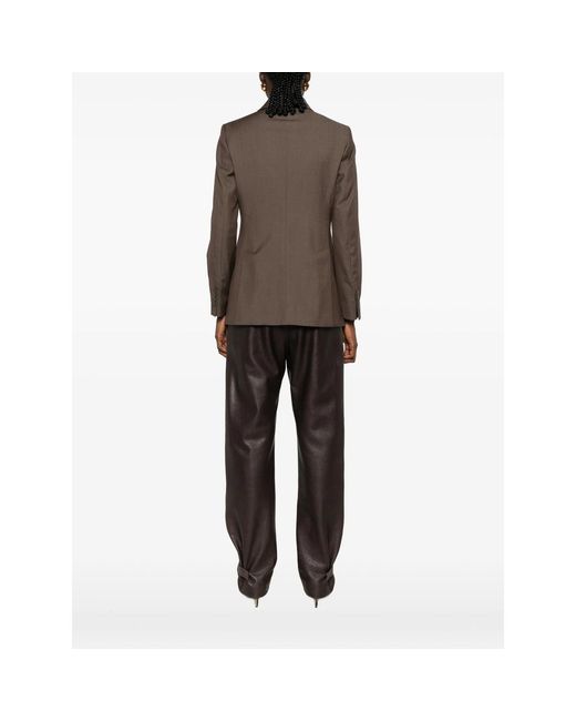 Max Mara Brown Double-Breasted Peak-Lapel Blazer