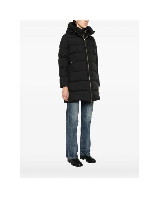 Moorer Black Klie Quilted Hooded Coat