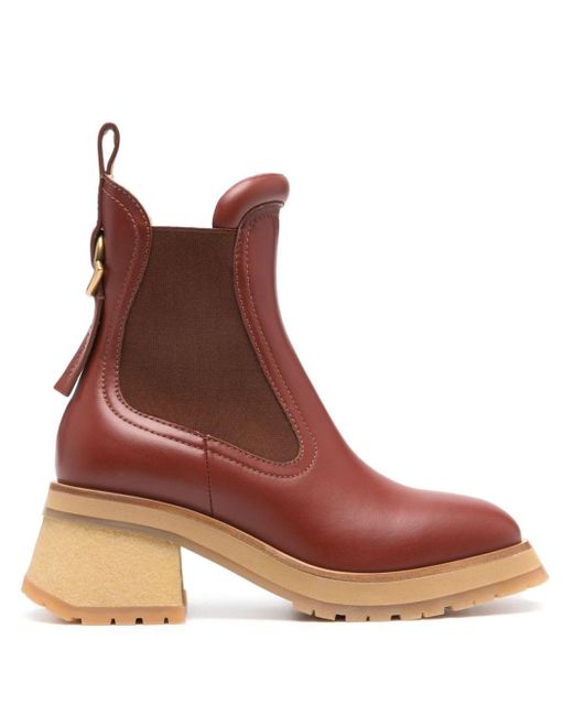 Moncler Brown Gigi 70Mm Leather Chelsea Boots
