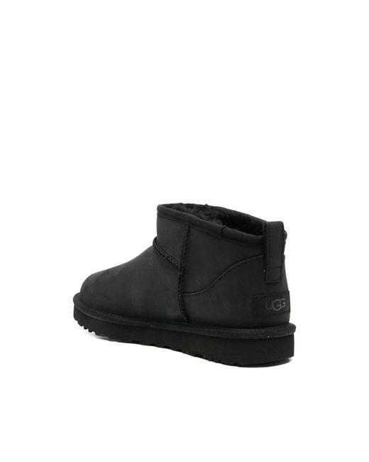 Ugg Black Leather Ankle Boots