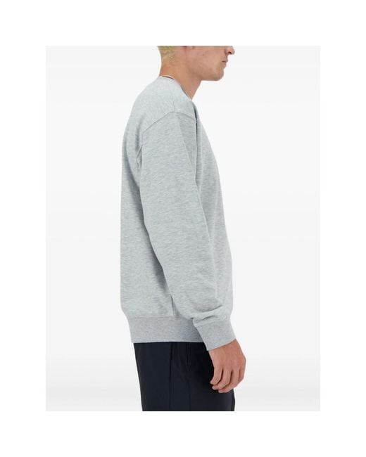New Balance Gray Essentials Fleece Crew-Neck Sweatshirt for men