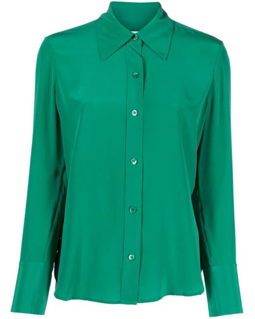 Equipment Green Button-Up Silk Shirt