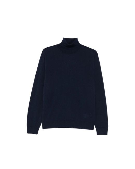 Canali Blue Sweater Virgin Wool for men