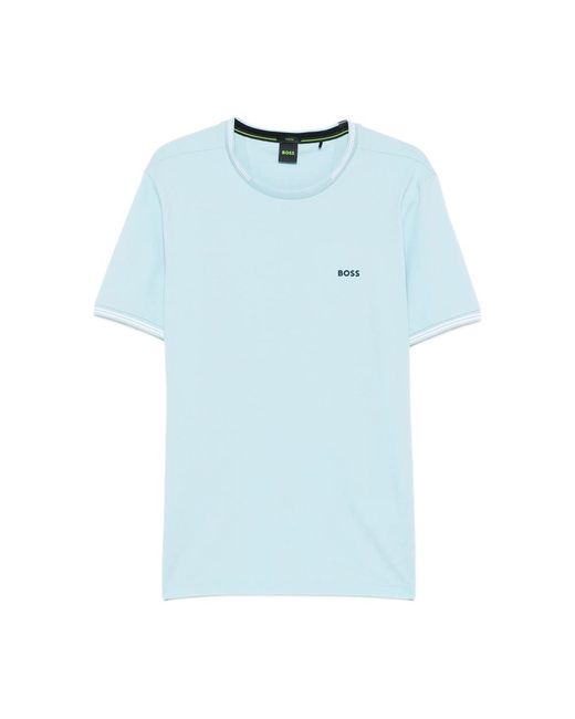 Boss Blue Crew-Neck Cotton T-Shirt for men