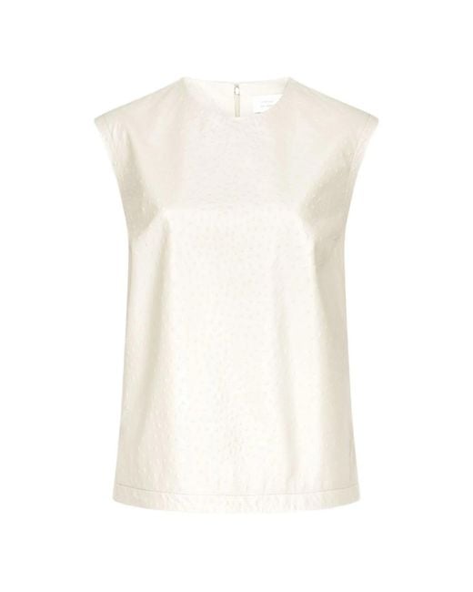 Loulou de Saison White Fiza Ostrich-Effect Zip Top