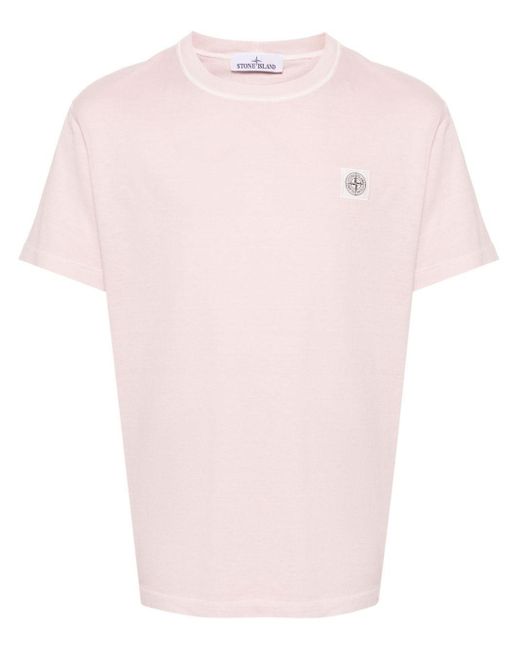 Stone Island Pink Cotton Jersey T-Shirt for men