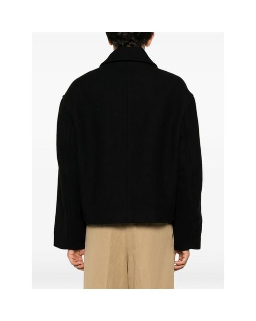 Studio Nicholson Black Zip-Up Spread-Collar Shirt Jacket for men
