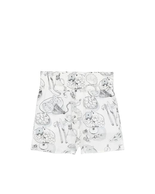 Jacquemus White Graphic-Print High-Waisted Shorts for men