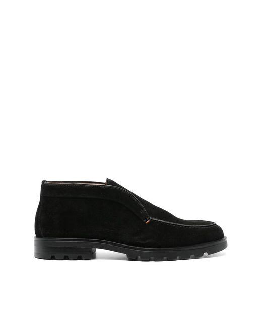 Santoni Black Slip-On Shoes Suede for men