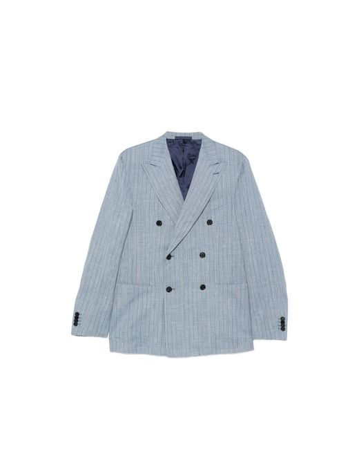 Caruso Blue Aida Pinstripe Double-Breasted Blazer for men