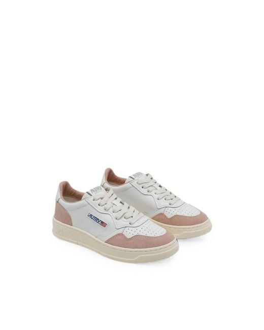 Autry White Medalist Suede-Panel Sneakers