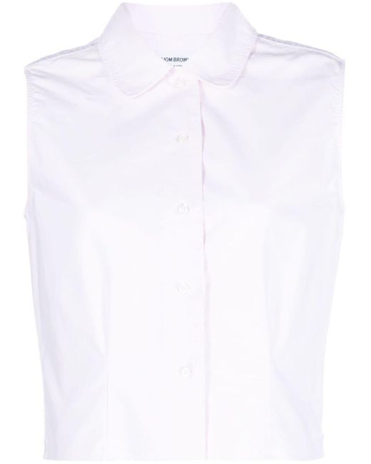 Thom Browne White Cotton Sleeveless Shirt