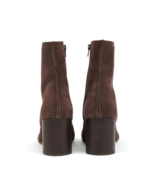 MM6 by Maison Margiela Brown Suede Anatomic Stitch Toe Ankle Boots