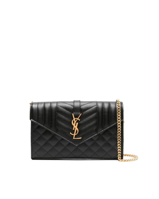 Saint Laurent Black Envelope Leather Cross Body Bag