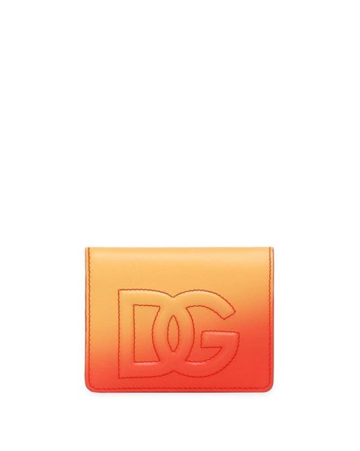 Dolce & Gabbana Orange Logo-Embroidered Ombré-Effect Wallet