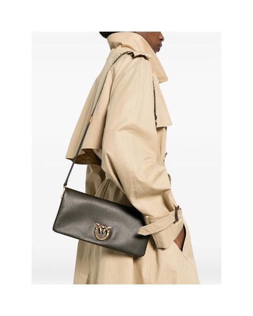 Pinko Black Love Bag Click Soft Horizontal Medium Crossbody Clutch