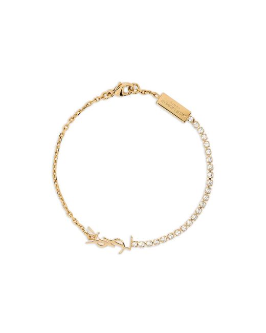 Saint Laurent Metallic Monogranne Crystal Bracelet
