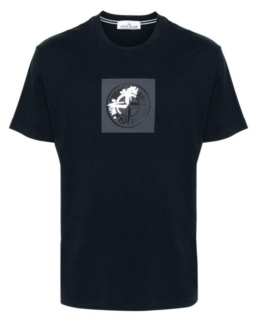 Stone Island Black Compass Cotton T-Shirt for men