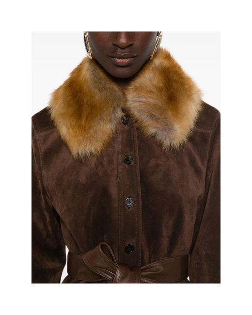 Saint Laurent Brown Belted Leather Jacket