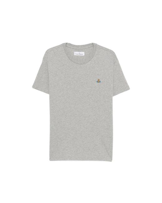 Vivienne Westwood Gray Orb-Embroidered T-Shirt for men