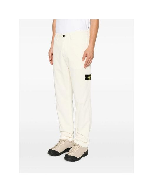 Stone Island White Neutrals Trousers for men