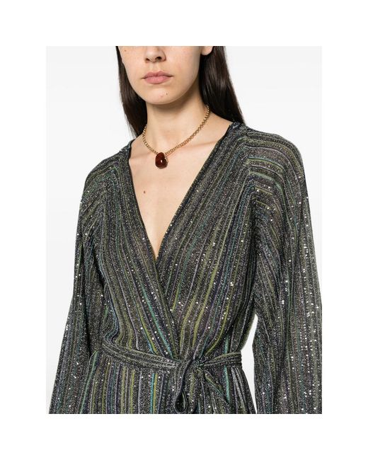 Missoni Gray Sequin-Embellished Striped Cardigan