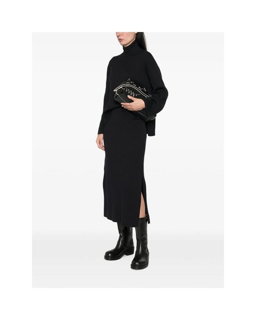 A.P.C. Black A. P.C. Ribbed-Knit Side-Slit Midi Skirt