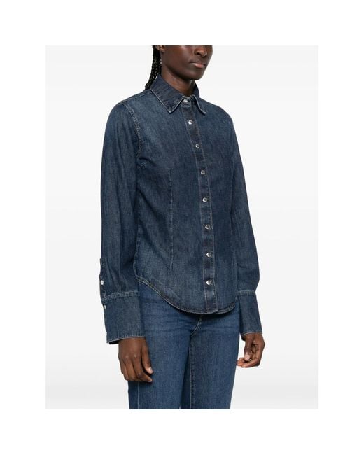7 For All Mankind Blue Button-Up Denim Shirt
