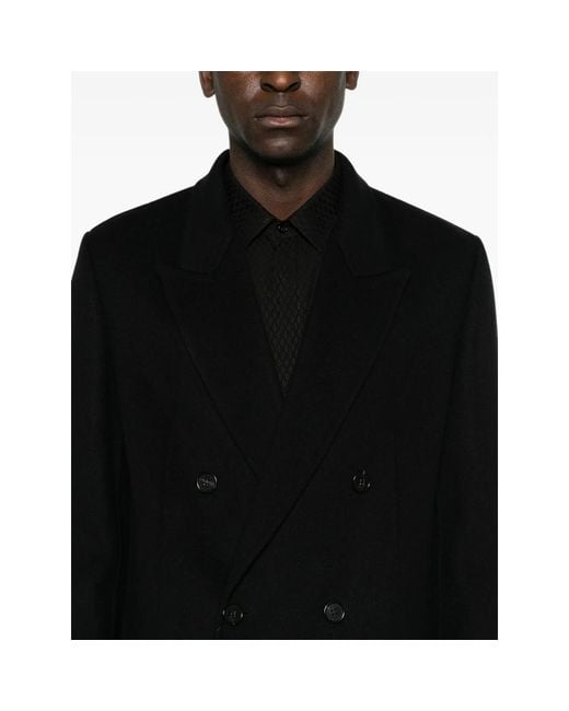 Saint Laurent Black Double-Breasted Coat for men