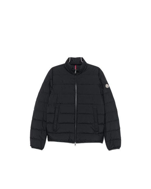 Moncler Blue Quilted Logo-Patch Jacket for men